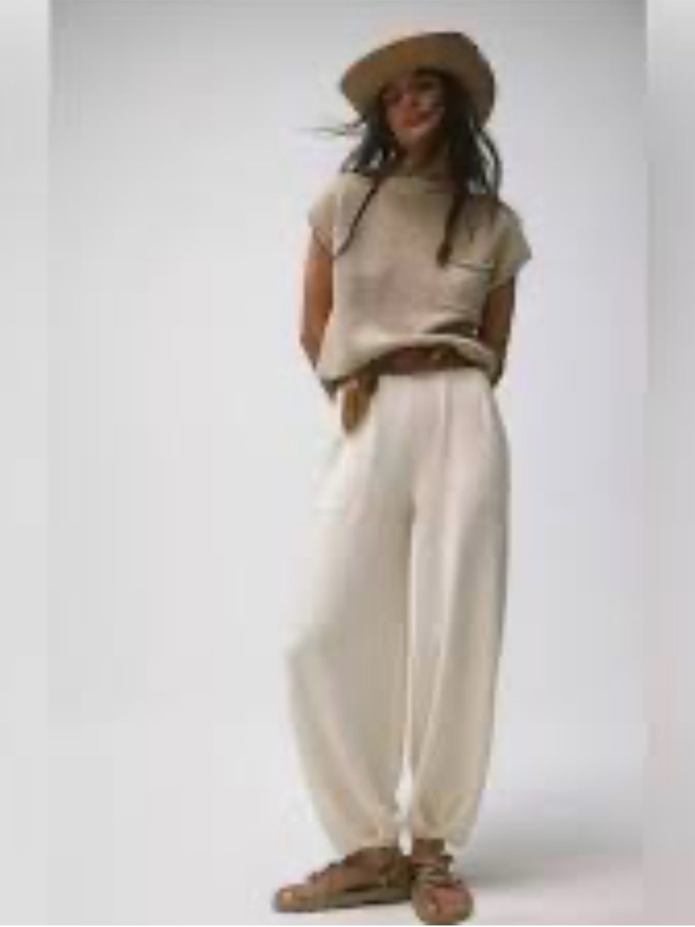 FP Beach Freya cream jogger Free People knit pants women’s xs x-small